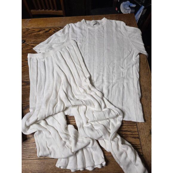 Diish EMERY OFF WHITE oversized tee& WIDE LEG PANTS set sz S/M - Picture 3 of 9